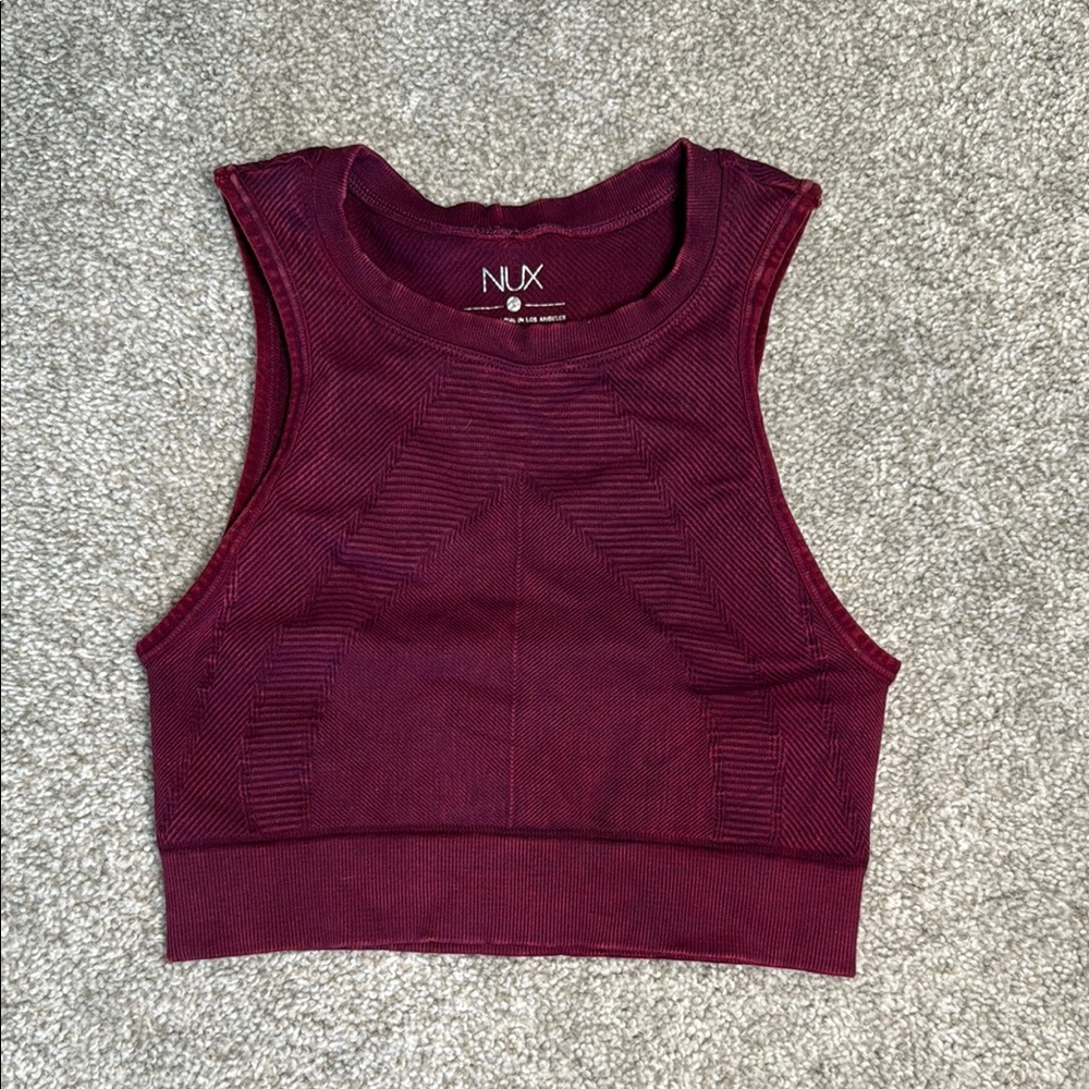 NUX Red Sleeveless Fitted Crop Tank Top